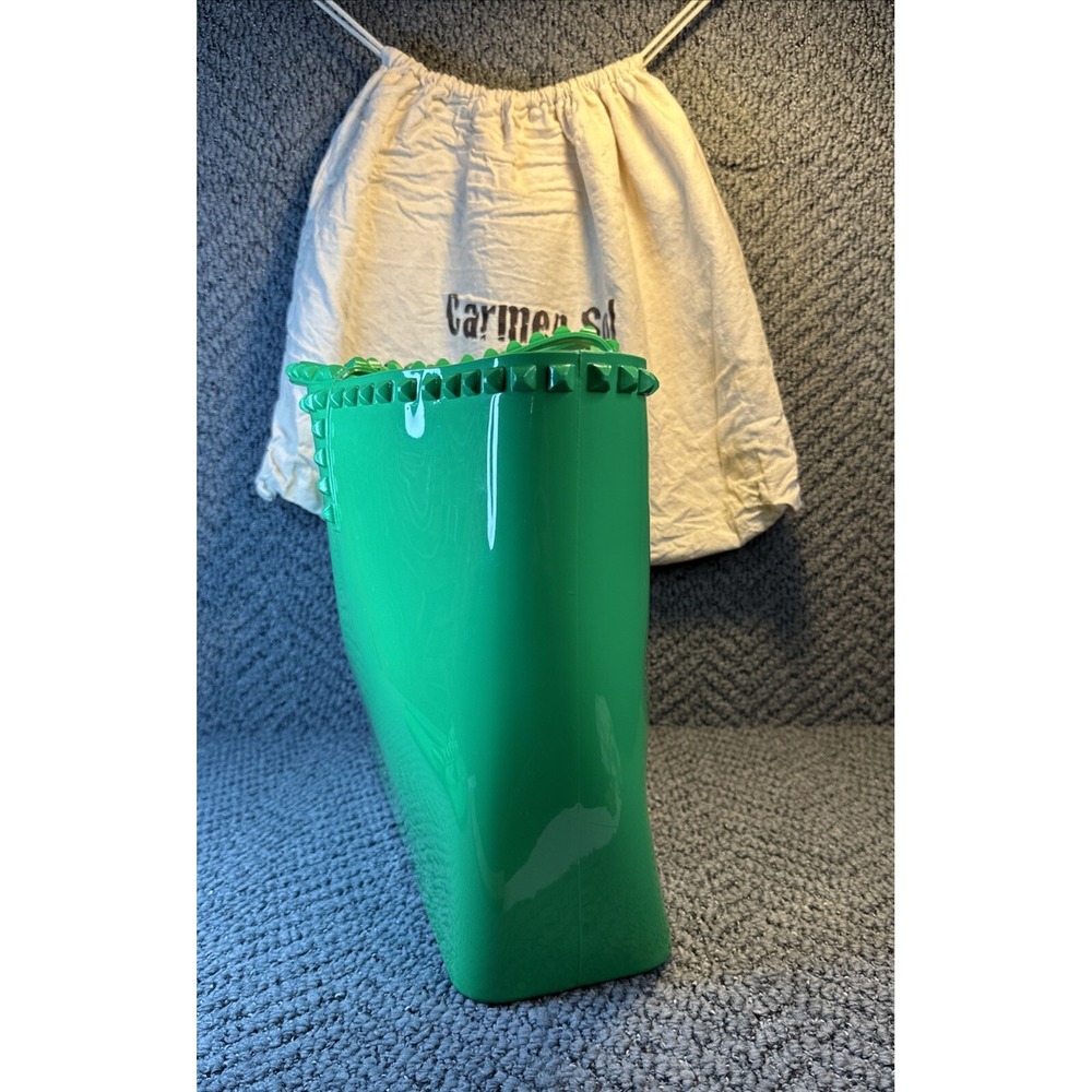 Carmen Sol Angelica Large Tote & Maria Flat Jelly Sandals 9 Italy‎ Green HTF EUC - Picture 12 of 14
